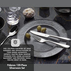 Silverware Set for 24 – 18/10 Stainless Steel Flatware, Mirror Finish, Dishwasher Safe, Durable and Elegant, Rust Resistant, Perfect for Entertaining (120-Piece Set, Fidenza)