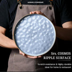 HaWare Stoneware Dinner Plates Set of 6, 10" Heavy Duty Ceramic Plate, Reactive Glaze Ripple Dinnerware for Home Restaurant, Chip and Scratch Resistant, Microwave and Dishwasher Safe, Reactive Blue