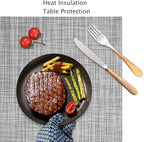 Myir JUN Placemats Set of 8, Vinyl Woven Placemats Place Mats Indoor Set of 8 Washable Table Mats Non-Slip Place mats for Dining Table (Light Gray, Set of 8)