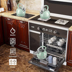 Tea Kettles Stovetop, 2.64 Quart Induction Whistling Tea Kettles Food Grade Stainless Steel Teapots with Cool Touch Handle Mint Green