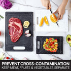 COOK WITH COLOR Non-Slip Cutting Board Set – Kitchen Essentials with Easy Grip Handle for Meat, Veggies, and Fruits, 3 Cutting Boards, Black/White