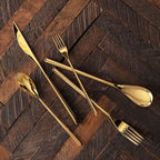 Fortessa Dragonfly 18/10 Stainless Steel, 20 Piece Flatware Set (Service for 4), Brushed Gold