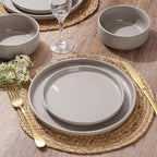 HaWare Stoneware Dinnerware Sets, 18-Piece Plates and Bowls Set for 6, Dishes Set for Home Restaurant, Speckled Cream Coffee