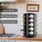 Rotating Spice Rack Organizer for Cabinet, Spice Racks Storage with 20 Jars, Spinning Spice rack for Kitchen Countertop, Spice Holder,Seasoing Storage Racks,Black