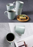 famiware Coffee Mug Set of 4, Annecy 14 oz Ceramic Reusable Cups Set with Handle, Microwavable and Dishwasherable Stoneware Drinkware Set for Tea, Milk, Water, Grey-blue