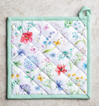 Maison d' Hermine Pot Holders Set 100% Cotton Heat Resistant Potholders 8" x 8" Hot Pads with Loop BBQ, Cooking, Baking, Grilling, Kitchen, Handling Hot Pans Spring/Summer (Pack of 2, Just Floral)