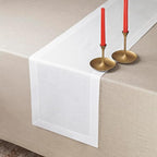D'Moksha Homes Linen White Table Runner 60 Inches - 100% Pure Linen Table Runner 14 x 60 Inch for Coffee Tables, Dresser, Summer, Fall and Halloween - Machine Washable