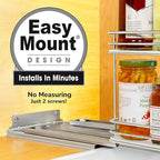 LYNK PROFESSIONAL® Pull Out Spice Rack Organizer for Inside Kitchen Cabinets - 8-1/4 inch Wide - Slide Out Drawer – Chrome Sliding Spice Cabinet Organization Shelf Racks - 2 Tier