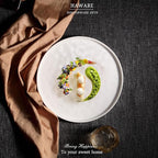 HaWare Stoneware Plates Set of 6, 7.9" Salad Plates, Reactive Glaze Ripple Ceramic Dish Set for Appetizer, Dessert, Scratch Resistant, Small Dinner Plate, Microwave and Dishwasher Safe, Speckled White