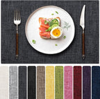 Blue Forest Placemats Set of 6, Dual-Layered Thickened Faux Linen Cloth Place Mats Heat Resistant Machine Washable Wrinkle Free Table Mats Indoor/Outdoor (Dark Grey)