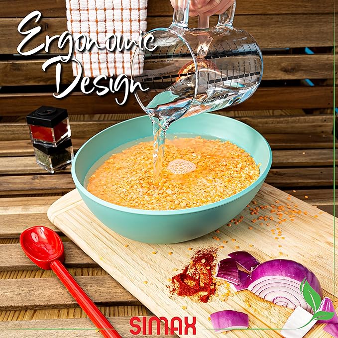 Simax Glass Measuring Cup in Grams, Ml, Oz - Borosilicate 32 Oz Liquid Cup for Metric Measurements, Liter, Milliliter, Ounce, Sugar & Flour Grams - No Drip Pour Spout