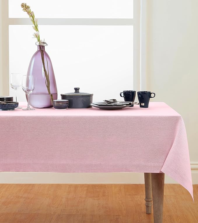 Solino Home Linen Bubblegum Pink Tablecloth 60 x 144 Inch - Athena, 100% Pure Linen Rectangle Tablecloth - Machine Washable Table Cloth for Summer, Halloween