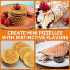 Baker’s Friend Pizzelle Maker Electric, 4 X 3.5” Pizzelle Waffle Cookies for Christmas Baking Supplies, Stroopwafel Iron, Cookie Maker Machine with Pattern, Thin Waffle Maker, Aqua