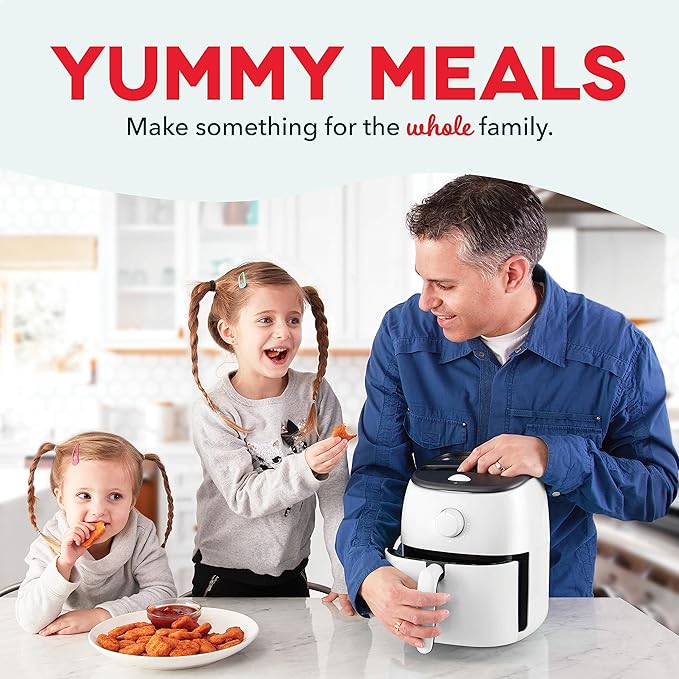 DASH Tasti-Crisp™ Electric Air Fryer Oven, 2.6 Qt., White – Compact Air Fryer for Healthier Food in Minutes, Ideal for Small Spaces - Auto Shut Off, Analog, 1000-Watt