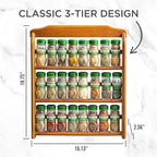 McCormick Gourmet Three Tier Wood 24 Piece Organic Spice Rack Organizer with Spices Included, 27.6 oz