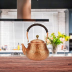Funmaker Handmade Solid Copper Tea Pot Kettle Stovetop Teapot Thick Hammered Copper Tea Pot Kettle Stovetop Teapot Made for gasstove tops pure copper kettle (Type 4-1300ml)