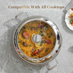 DELARLO Paella Pan With Lid 14 Inch Tri-Ply Large Stainless Steel Nonstick Frying Pan,Induction Skillets,Fast Heating Cookware,Indoors Outdoors,paelleras para 12 personas Jumbo Cooker