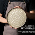 HaWare Stoneware Dinner Plates Set of 6, 10" Heavy Duty Ceramic Plate, Reactive Glaze Ripple Dinnerware for Home Restaurant, Chip and Scratch Resistant, Microwave and Dishwasher Safe, Saturn Khaki