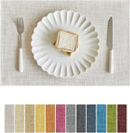Softalker Faux Linen Placemats Set of 12-12 x 18 Inch, Heat Resistant Double Layered Durable Burlap Farmhouse Place Mats, Non-Slip Washable Rustic Table Mats for Dining, Kitchen, Party（Cream