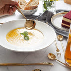 Homelux Theory 18/10 Gold Silverware Set, 5pc Mirror Polished Modern Silverware Set, 18/10 Gold Flatware, Knife Set, Knife Spoons & Forks Set, Modern Cutlery Set of 2