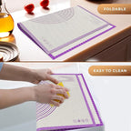 36 * 24 inches Purple, Non-Slip Silicone Baking Sheets - Baking Mat with 0.7mm Thickness - Non-Stick Pastry & Cookie Mat for Kitchen Counter for Rolling Out Dough with Measurements.