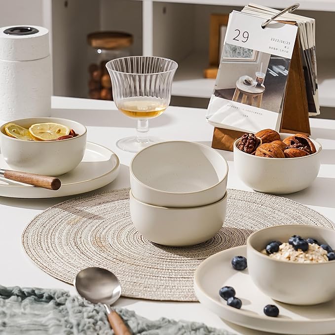 S&Q'S CERAMICS Ceramic Small Bowls for Kitchen, Set of 6, 9 ounces Small Ceramic Bowls for Condiments, Dipping, Side Dishes (Glazed Matte Off-White)…