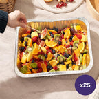 MATANA 9x13 Aluminum Pans Foil Trays (25 Pack) Disposable Baking Tin Foil Pan, Half Size Deep Steam Table Pan, Aluminum Tray, Great for Oven Roasting, Chafing, Heating, Serving Food, Parties