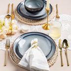 LERATIO Ceramic Dinner Plates Set of 6, 10.5 Inch Handmade Reactive Glaze Porcelain Plates, Coupe Shape Dinnerware Dishes Set for Kitchen,Oven& Microwave & Dishwasher Safe, Scratch Resistant-Gray Blue