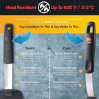 DI ORO Silicone Turner Spatula Set - Forever Warranty - Kitchen Spatulas for Nonstick Cookware - 600°F Heat-Resistant & BPA Free - Flexible & Thin Flippers for Turning Eggs & Pancakes (6 Piece, Black)