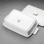 MALACASA 3.4 Quart Baking Dish With Lid, Porcelain Casserole dish with Lid, 13 x 9 Lasagna Pan Deep with Lid, Rectangular Bakeware With Handle, Microwave, Oven Safe, White, Series BAKE