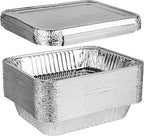 PLASTICPRO Disposable 9 x 13 Aluminum Foil Pans With Lids Half Size Deep Steam Table Bakeware - Cookware Perfect for Baking Cakes, Bread, Meatloaf, Lasagna Pack of 25 Pans & 25 Lids