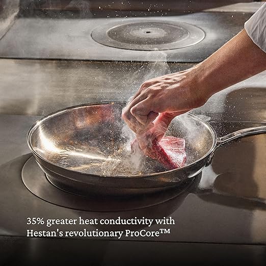 Hestan ProBond Luxe 11-Inch Skillet, Professional Clad Stainless Steel ProCore Tri-Ply Clad Construction, Polished Exterior, Induction & Oven Safe