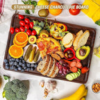 AZRHOM Large Walnut Wood Cutting Board for Kitchen 18x12 (Gift Box) with Juice Groove Handles Non-slip Mats Thick Reversible Butcher Block Chopping Board Cheese Charcuterie Boardrd