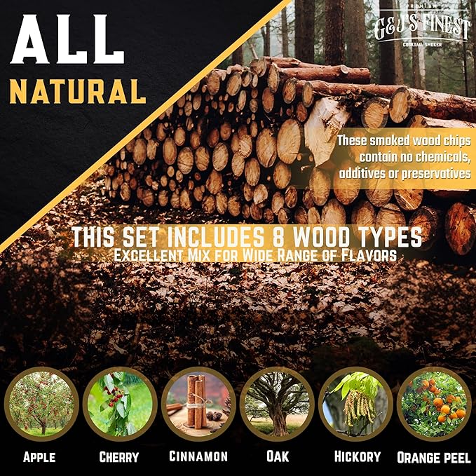 Whiskey Smoker Kit | Cocktail Smoker Kit| Bourbon Smoker Kit| Old Fashioned Smoker Kit with Quad Flame Torch, 6 Wood Chips & Wooden Box for Smoking Drinks| Whiskey Gift for Men (No Butane Incl.)