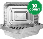 PLASTICPRO Disposable 9 x 13 Heavy Weight Aluminum Foil Pans Half Size Deep Steam Table Bakeware - Cookware Perfect for Baking Cakes, Bread, Meatloaf, Lasagna Pack of 10