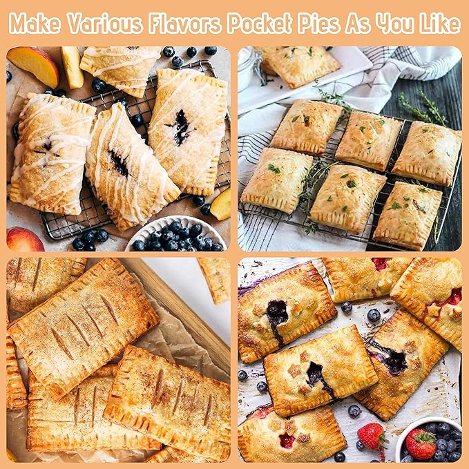 Electric Mini Pocket Pie Maker Machine with Crust Cutter, Pocket Pie Iron Press with Non Stick Surface, Ideal for Hot Chicken Pockets Pizza Pockets Grilled Cheese Sandwiches and More