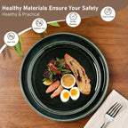GBHOME Ceramic Dinnerware Sets for 4, 12 Pieces Stoneware Plates and Bowls Sets, Scratch Resistant Dishes, Dishwasher & Microwave Safe, Reactive Glaze-Earth Green