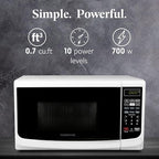 Farberware Countertop Microwave 700 Watts, Cu. Ft. - Microwave Oven With LED Lighting and Child Lock - Perfect for Apartments and Dorms - Easy Clean Grey Interior, Retro White