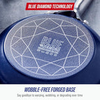 Blue Diamond 14" Nonstick Frying Pan, PFAS Free Ceramic Family Pan, Jumbo Pan with Helper Handle, Diamond Infused Nonstick Skillet, Dishwasher & Oven Safe, Durable, Non Toxic, Metal Utensil Safe, Blue