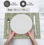 Ruvanti Placemats 100% Cotton 13 x19 Inch, Dining Table Placemats Set of 6, Modern Place Mats for Dining Table Decor, Kitchen and Table Linens, Coffee Mat for Christmas Dinners - Floral Tiles