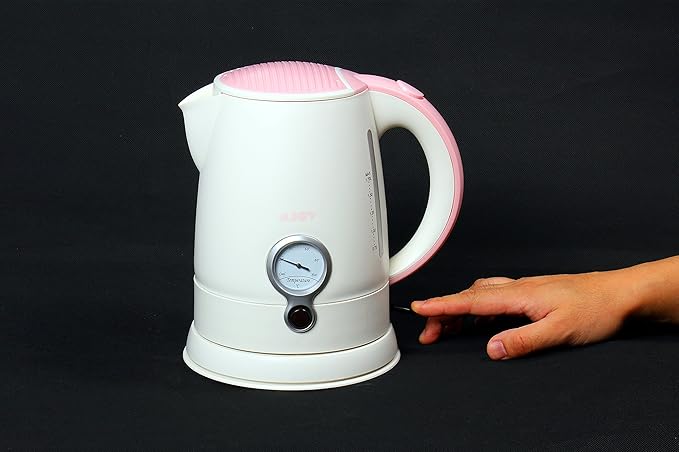 aJOY Professional Designer Series 1.7L Cordless Electric Kettle, BPA Free, 360 Degree Conceal Heating Element, Overheat Protection Control (Ivory-Pink)