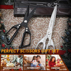 HUUSK Kitchen Scissors Set Upgraded - Stainless Steel Kitchen Shears, Sharp Meat Scissors, Heavy Duty Poultry Shear, Japanese Cooking Scissor for Food, Chicken Bones, and Turkey - Dishwasher Safe