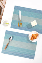 LEXMORE Placemats Set of 6 Vinyl/Plastic Woven Place Mats for Kitchen Table Indoor/Outdoor Washable Placemat Wipeable Dining Table Mats(Ocean Geode)