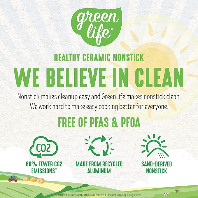 GreenLife Soft Grip 1QT and 2QT Saucepan Set, Healthy Ceramic Nonstick, Non Toxic PFAS & PFOA-Free, Dishwasher Safe, Glass Lids, Stay-Cool Handles, Easy Clean Cookware, Kitchen Essentials, Bright Blue