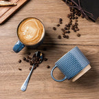 GBHOME 12 OZ Stackable Coffee Mugs, Ceramic Coffee Mugs with Texture Patterns for Man,Woman,Dad,Mom, Modern Coffee Cups Set of 4 for Latte/Cappuccino/Cocoa. Dishwasher&Microwave Safe