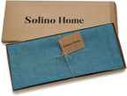 Solino Home Linen Table Runner 72 Inches Long - Athena, 100% Pure Linen Chambray Teal Dining Table Runner 14 x 72 Inch for Fall, Autumn - Handcrafted and Machine Washable