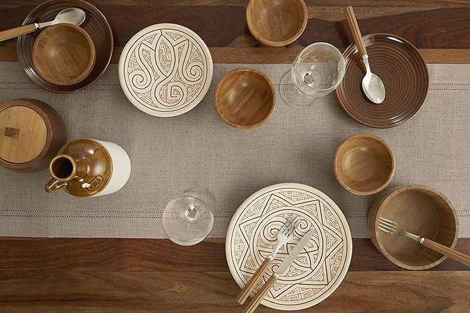 Solino Home Linen Natural Table Runner 120 Inches Long - 100% Pure Linen Double Hemstitch 14 x 120 Inch Table Runner for Dining, Summer, Fall, Autumn