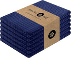 Native Fab Waffle Kitchen Towel - 6 Pack - Absorbent Dish Towel for Cleaning, Drying, and Cooking - 100% Cotton Durable Kitchen Essential for Home Use, Quick Drying Towels, 16x26 inches - Ink Blue