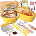 Sourdough Bread Baking Supplies 34 OZ Sourdough starter kit with 2 Bread Proofing Basket - Yellow