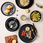AmorArc Ceramic Dinnerware Sets, Wavy Rim Stoneware Plates and Bowls Sets, Highly Chip and Crack Resistant | Dishwasher & Microwave & Oven Safe Dishes set, Service for 6 (18pc)